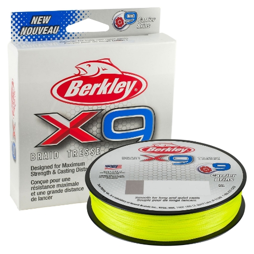 Obrázek Berkley X9 Braid Fluo Green 150m, 0.17mm 17.0kg