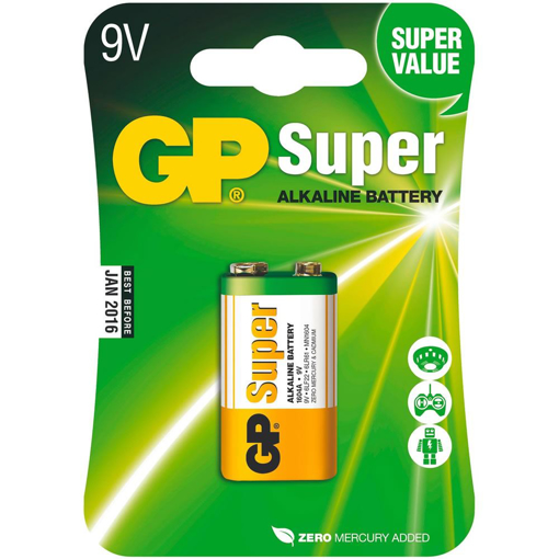 Obrázek z Baterie GP Super Alkaline 1604A 9V, blistr 1ks
