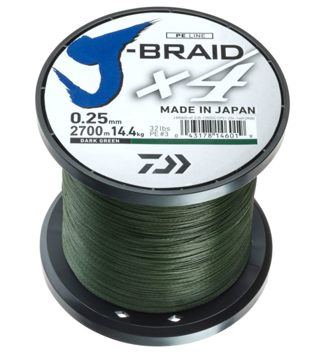 Obrázek Daiwa J-Braid X4 Tmavě zelená, 0.19mm 10.2kg 1m