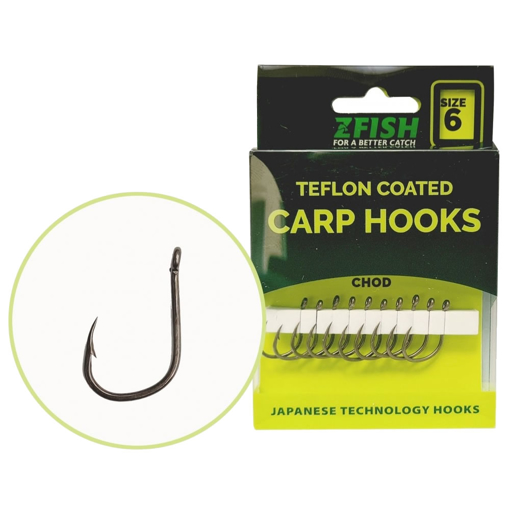 Zfish Teflon Chod Carp Hooks size 4