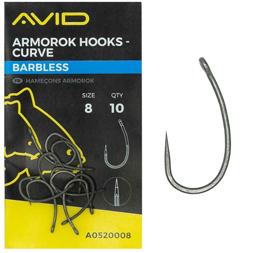Avid Carp Armorok Curve Hooks size 8 Barbless