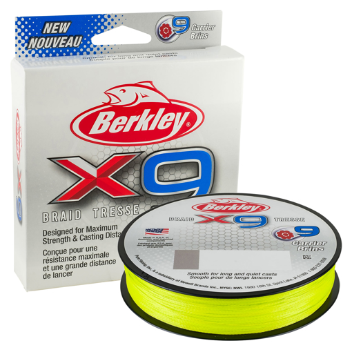 Obrázek Berkley X9 Braid Fluo Green 150m 0.20mm 20.6kg