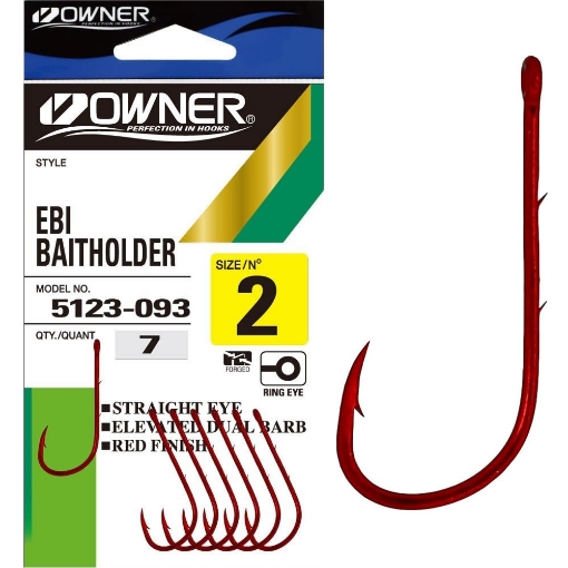 Obrázek Owner 5123 Ebi Baitholder Hook Red #3/0 4ks