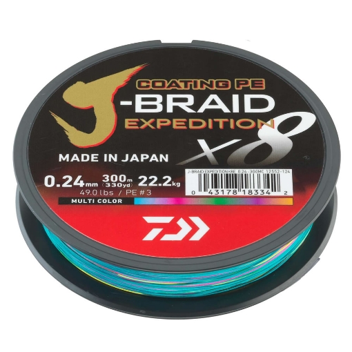 Daiwa J-Braid Expedition X8 Multicolor 300m 0.18mm 12.3kg