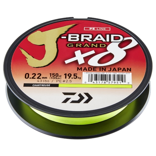 Daiwa J-Braid Grand X8 Chartreuse 270m 0.16mm 10.0kg
