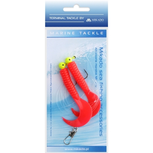 Mořský návazec - paternoster Mikado Pilk Twist Jighead Rig 7.5cm 2x3g v Červené barvě