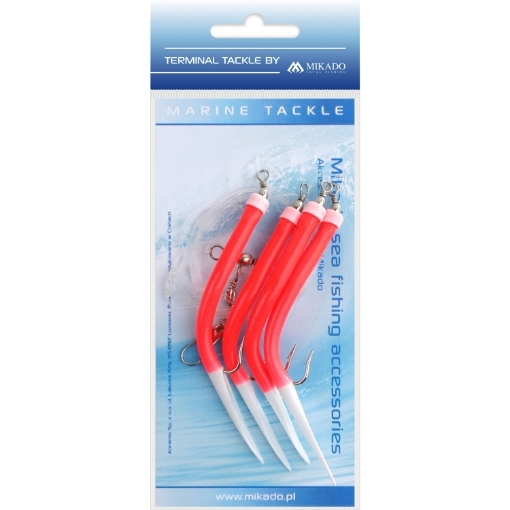 Obrázek Mikado Sea Set - Gummi Makk Rig 4x2/0 Červená