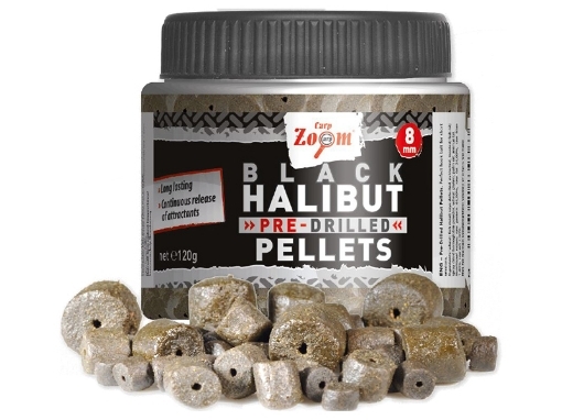 Picture of Carp Zoom Black Halibut Pellets Drilled - 120 g / 20 mm