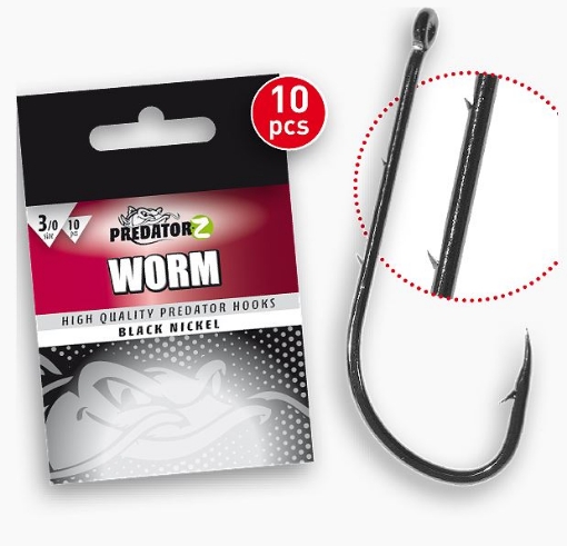 Picture of Carp Zoom Predator Hook Worm - 10 pcs / Size 3/0