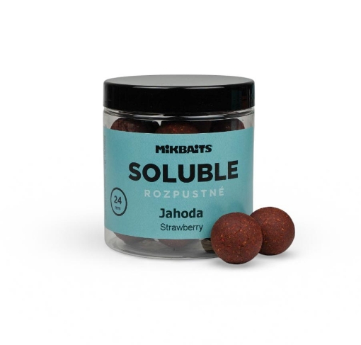 Rozpustné SOLUBLE boilie 250ml - Jahoda 24mm
