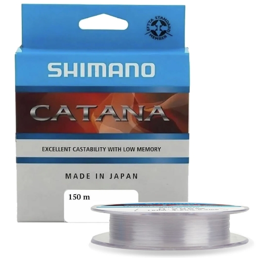 Šedý vlasec Shimano Catana 150m s vysokou nosností 4,2kg a průměrem 0,205mm.