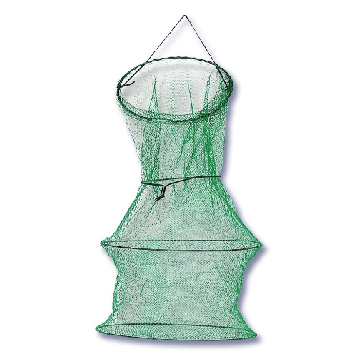 Klasický rybářský vezírek Zebco Keep Net o délce 60 cm a průměru 35 cm.