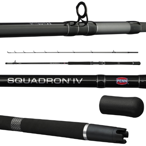 Speciální mořský prut PENN Squadron IV Halibut Cast 2.40m 30-50lb pro lov s multiplikátorem.