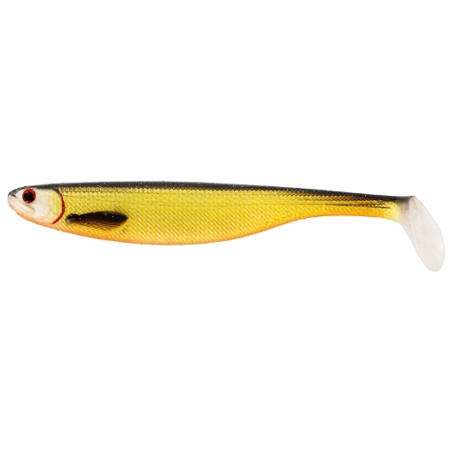 Pohled na štíhlý gumový ripper Westin Shadteez Slim 12cm v přírodním vzoru plotice Official Roach