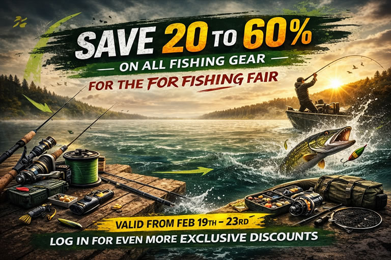 Discounts of 20-60% on all fishing gear